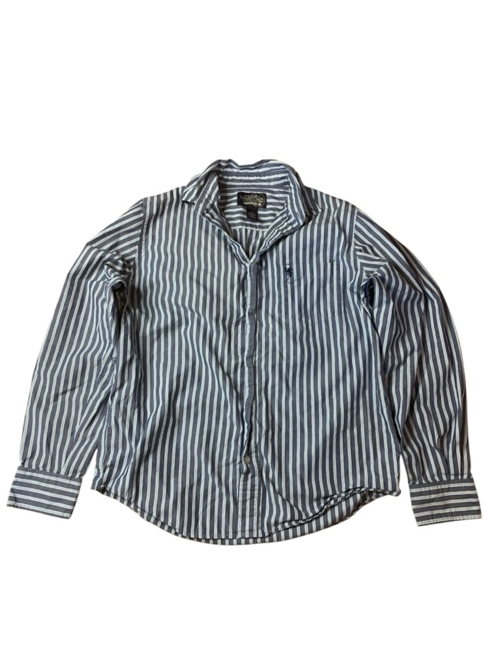 Campus Crew Striped Button Down Shirt | Blue & White | Size Medium